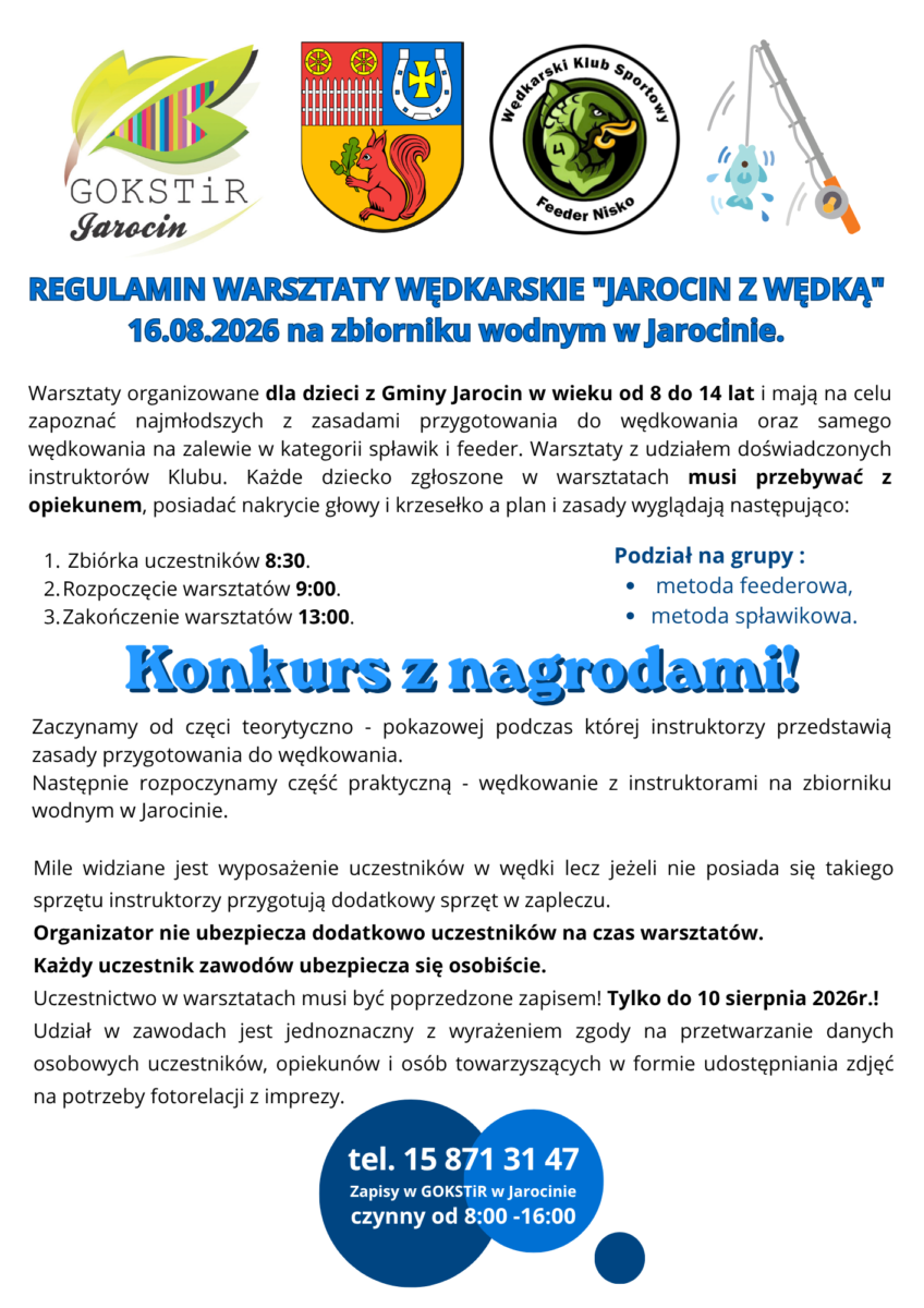 regulamin warsztaty wędkarskie "Jarocin z wędką"