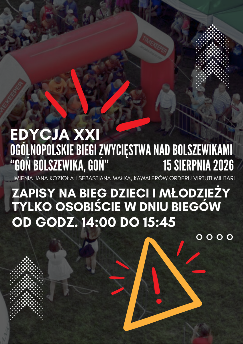 biegi.2026 (2) info zapisy na bieg dzieci i młodzieży tylko osobiście w dniu biegów od godz.14:00 do 15:45